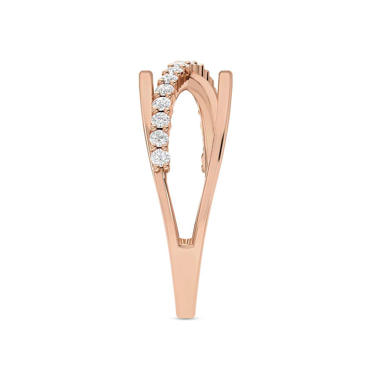 Rose Gold Plated Infinity Band Damond Silver Ring