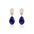 Rose Gold Plated Pear Blue Sapphire Drop Earrings