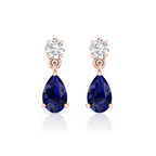 Rose Gold Plated Pear Blue Sapphire Drop Earrings