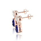 Rose Gold Plated Pear Blue Sapphire Drop Earrings