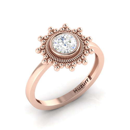 Celestial Diamond Sparkling Sun Rose Gold Plated Ring