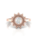 Celestial Diamond Sparkling Sun Rose Gold Plated Ring