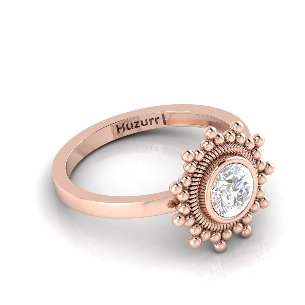 Celestial Diamond Sparkling Sun Rose Gold Plated Ring