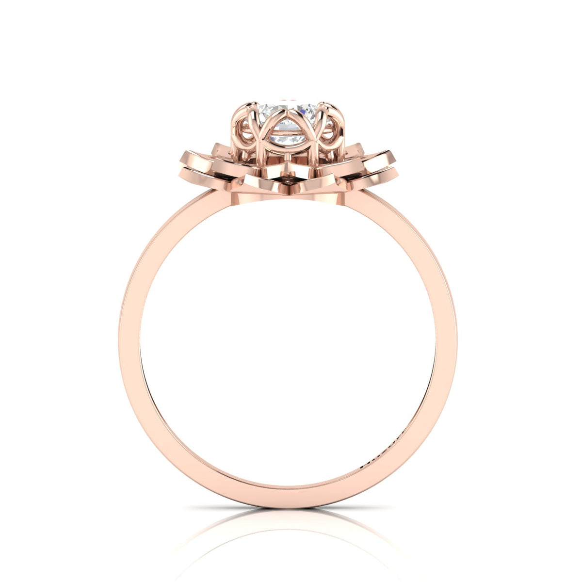 Sparkling Rose Gold Plated Diamond Halo Ring