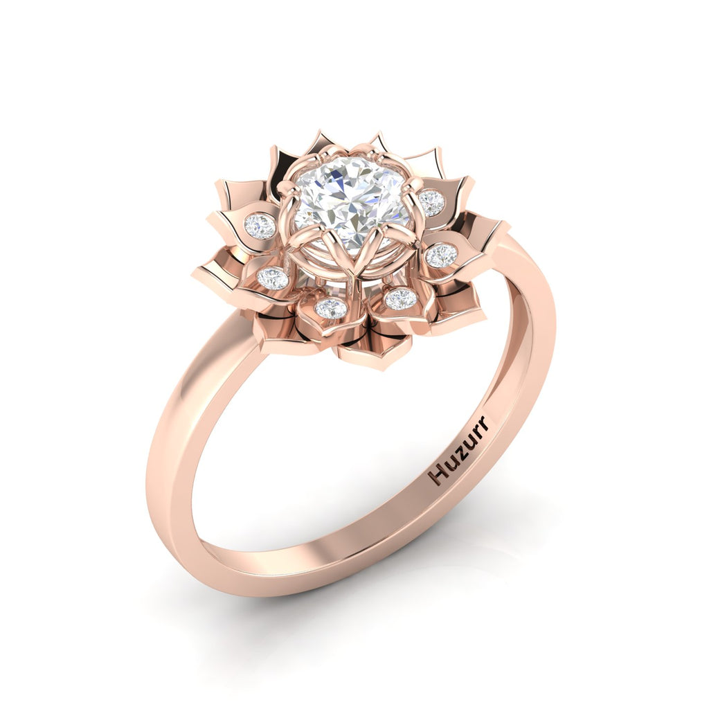 Sparkling Rose Gold Plated Diamond Halo Ring