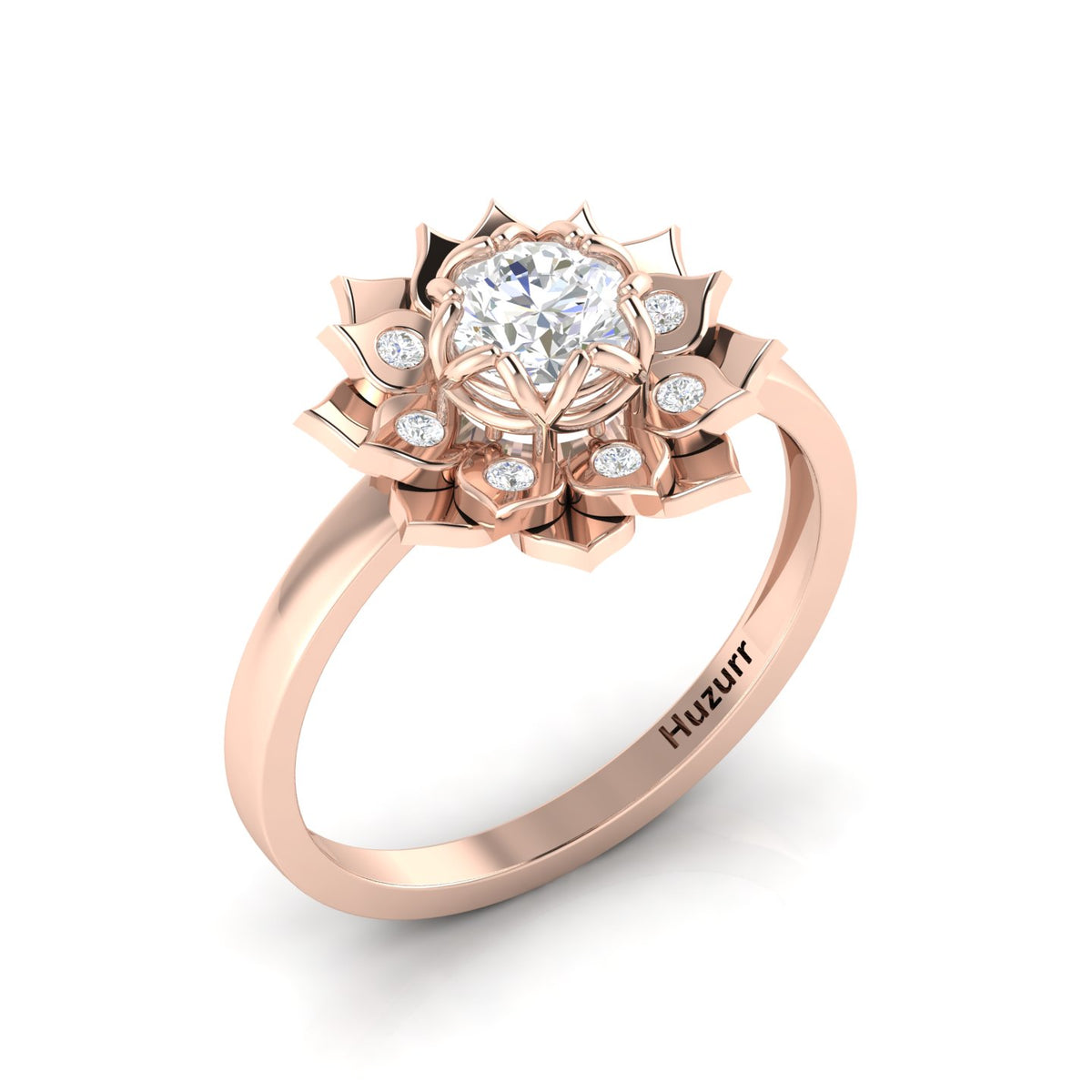 Sparkling Rose Gold Plated Diamond Halo Ring