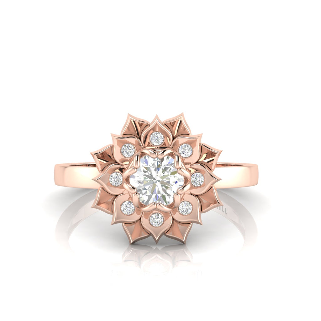 Sparkling Rose Gold Plated Diamond Halo Ring