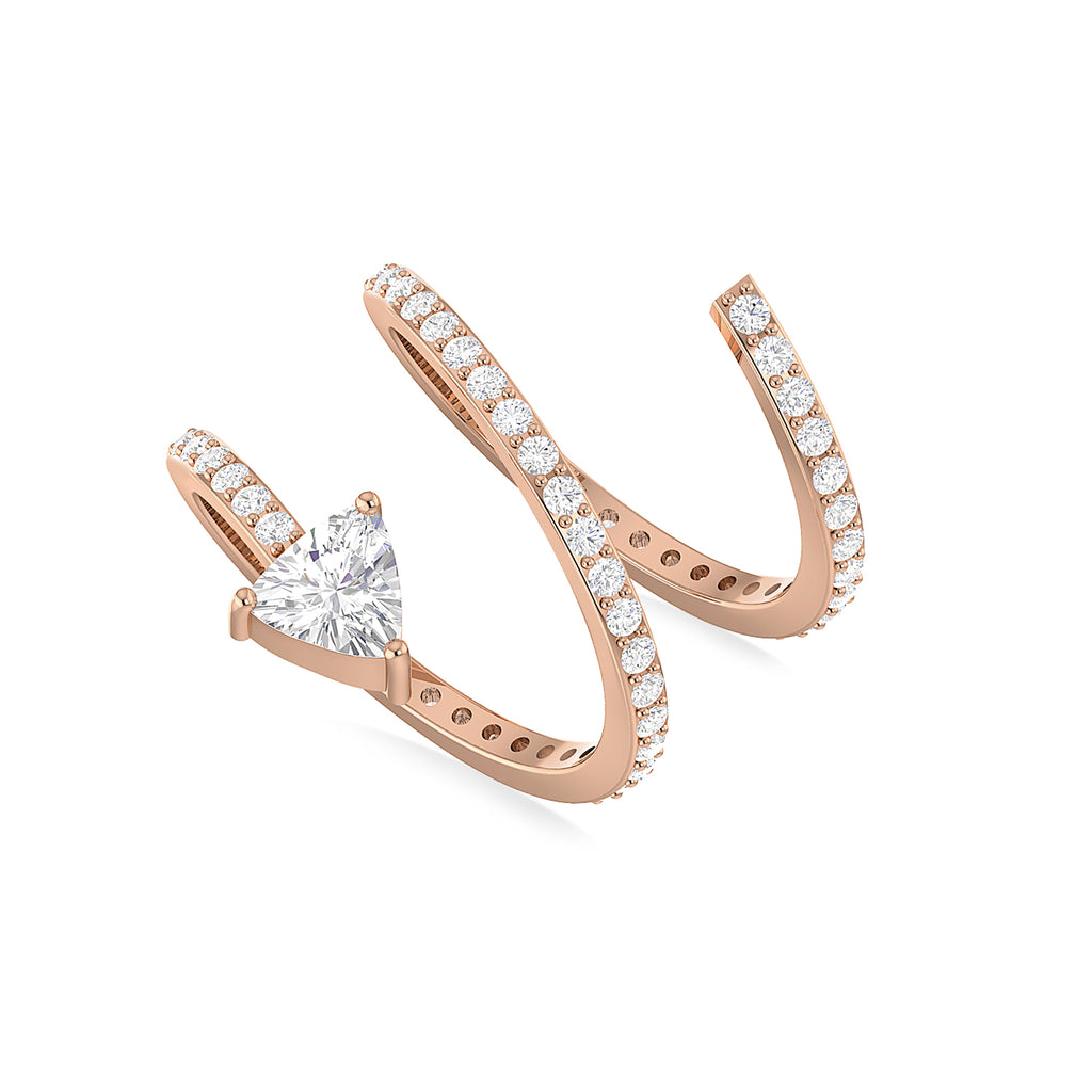 Rose Gold Plated Trillion-Cut Diamond Wrap Ring