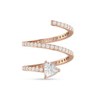 Rose Gold Plated Trillion-Cut Diamond Wrap Ring