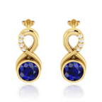 Round Blue Sapphire Gold Plated Infinity Earrings