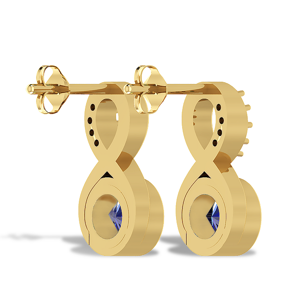 Round Blue Sapphire Gold Plated Infinity Earrings