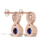 Round Blue Sapphire Infinity Rose Gold Plated Earrings