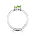 Round-Cut Peridot And Diamond Sterling Silver Solitaire Ring