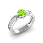 Round-Cut Peridot And Diamond Sterling Silver Solitaire Ring