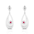 Round Ruby Dangle Drop Sterling Silver Earrings
