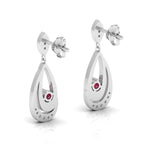 Round Ruby Dangle Drop Sterling Silver Earrings
