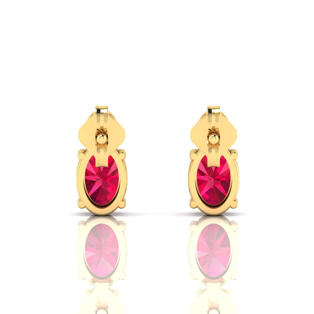Ruby & Diamond Gold Plated Stud Earrings