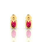 Ruby & Diamond Gold Plated Stud Earrings