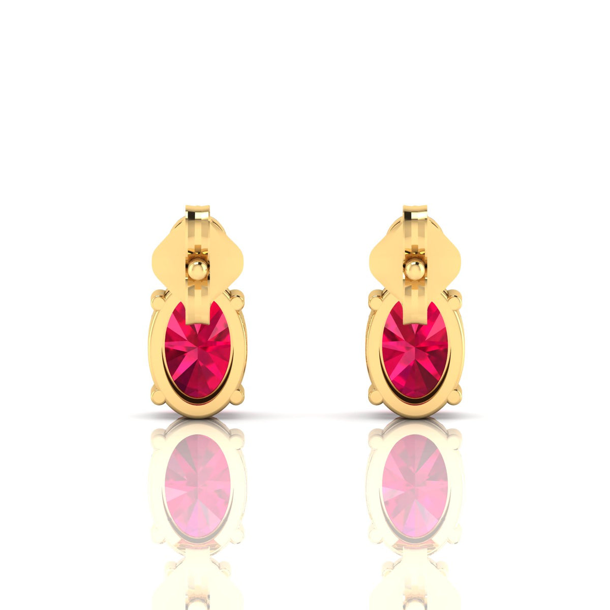Ruby & Diamond Gold Plated Stud Earrings