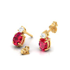Ruby & Diamond Gold Plated Stud Earrings