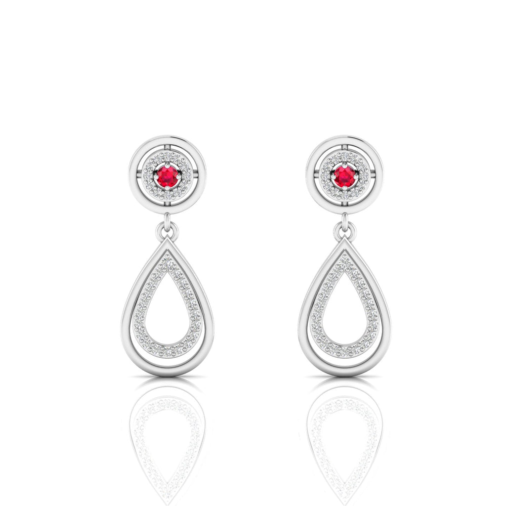 Ruby Teardrop Sterling Silver Dangle Earrings