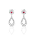 Ruby Teardrop Sterling Silver Dangle Earrings