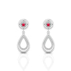 Ruby Teardrop Sterling Silver Dangle Earrings