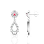 Ruby Teardrop Sterling Silver Dangle Earrings