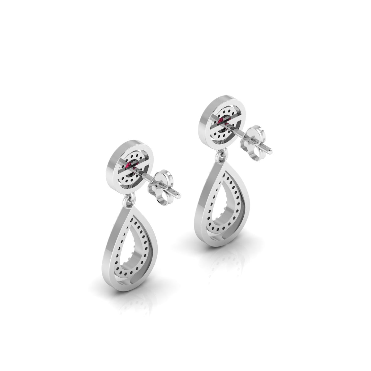 Ruby Teardrop Sterling Silver Dangle Earrings