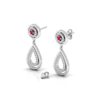 Ruby Teardrop Sterling Silver Dangle Earrings