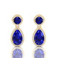 Tear Drop Gold Plated Dangle Blue Sapphire Earrings