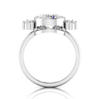 Silver Round Diamond Crown Solitaire Ring