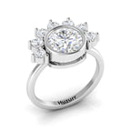 Silver Round Diamond Crown Solitaire Ring