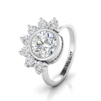 Silver Round Diamond Crown Solitaire Ring