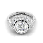 Silver Round Diamond Crown Solitaire Ring