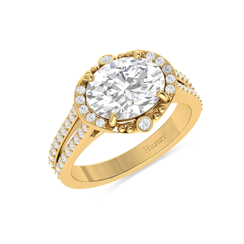 Oval Diamond Solitaire Gold Plated Halo Ring