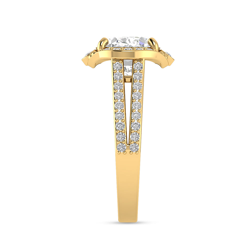 Oval Diamond Solitaire Gold Plated Halo Ring