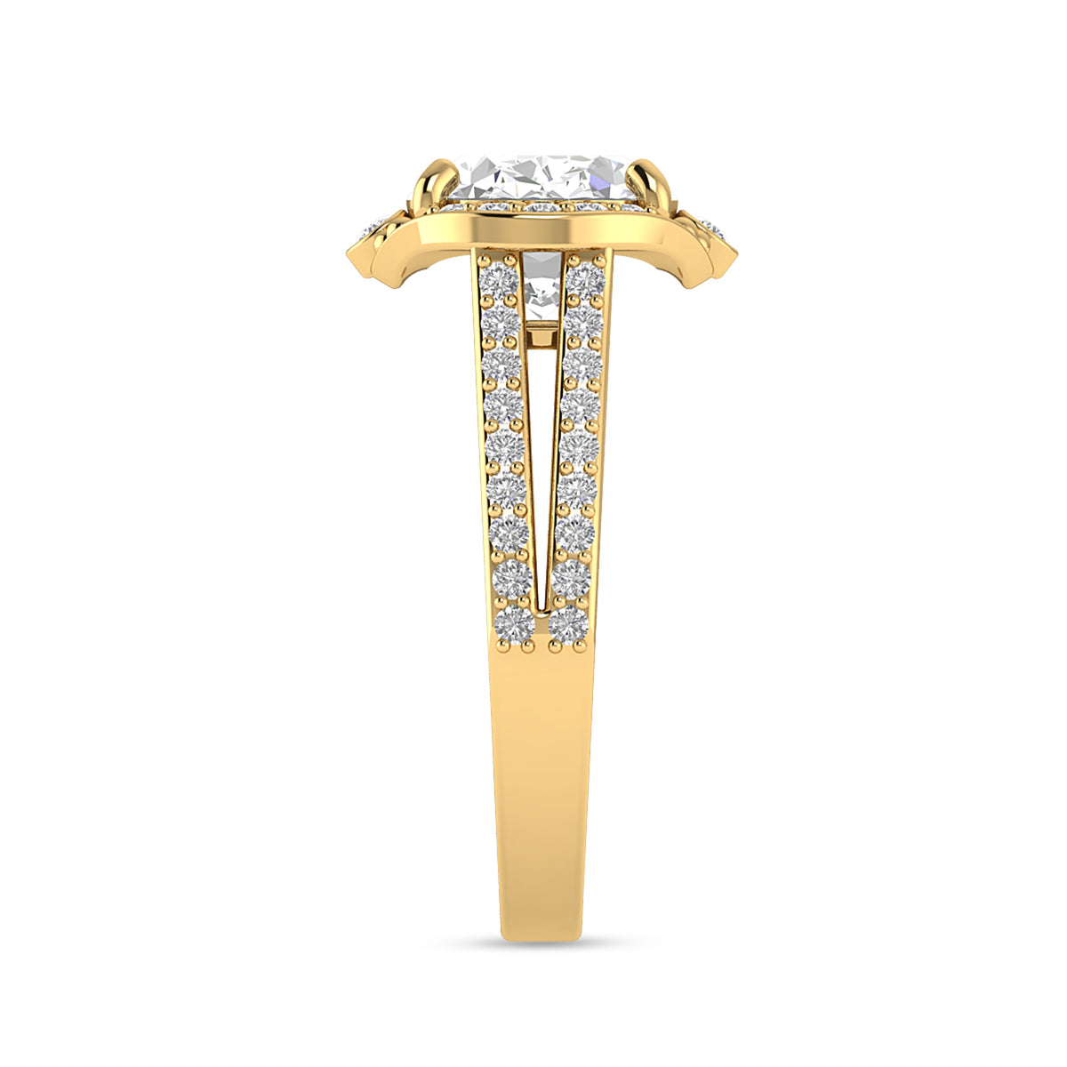 Oval Diamond Solitaire Gold Plated Halo Ring