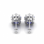 Modern Silver Round Sapphire Drop Diamond Earrings