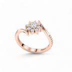 Sun Flower Rose Gold Plated Diamond Ring