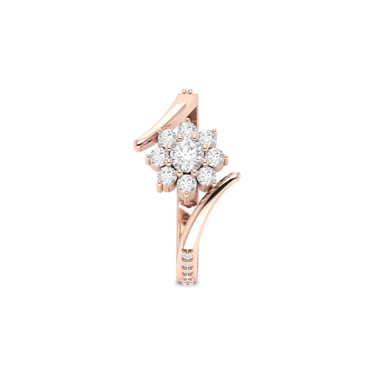 Sun Flower Rose Gold Plated Diamond Ring