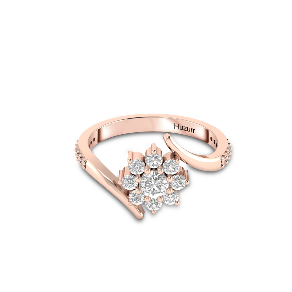 Sun Flower Rose Gold Plated Diamond Ring