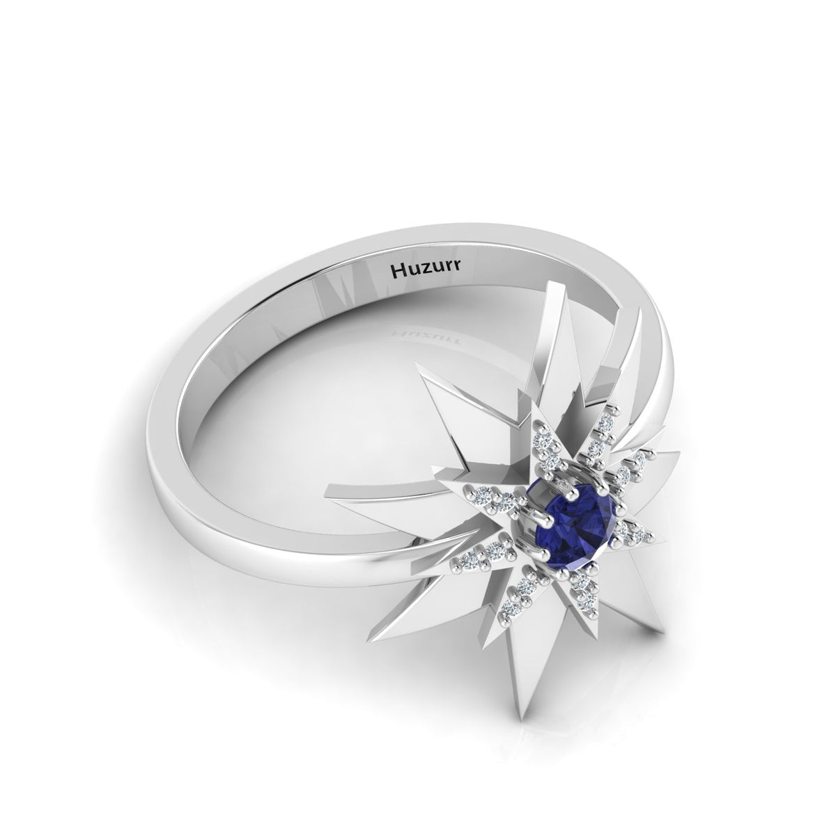 Tanzanite 925 Silver Starburst Solitaire Ring
