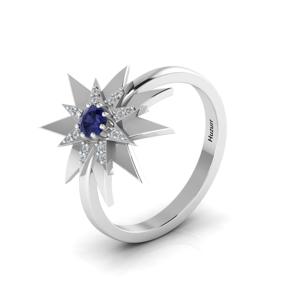 Tanzanite 925 Silver Starburst Solitaire Ring