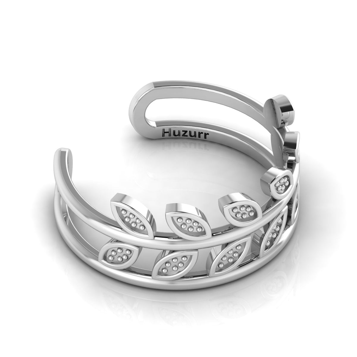 Stylish Leaf Sterling Silver Open Ring