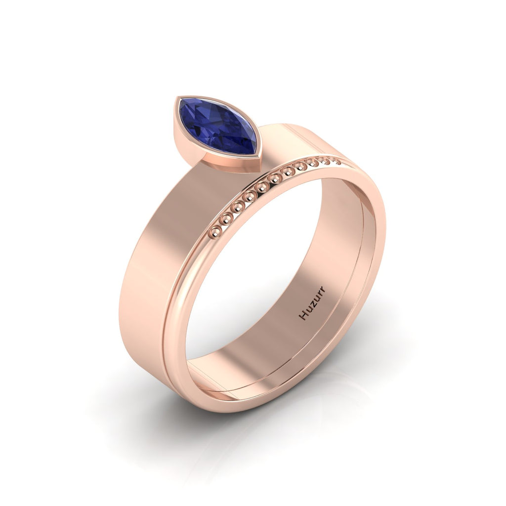 Marquise Tanzanite Solitaire Rose Gold Plated Solid Ring