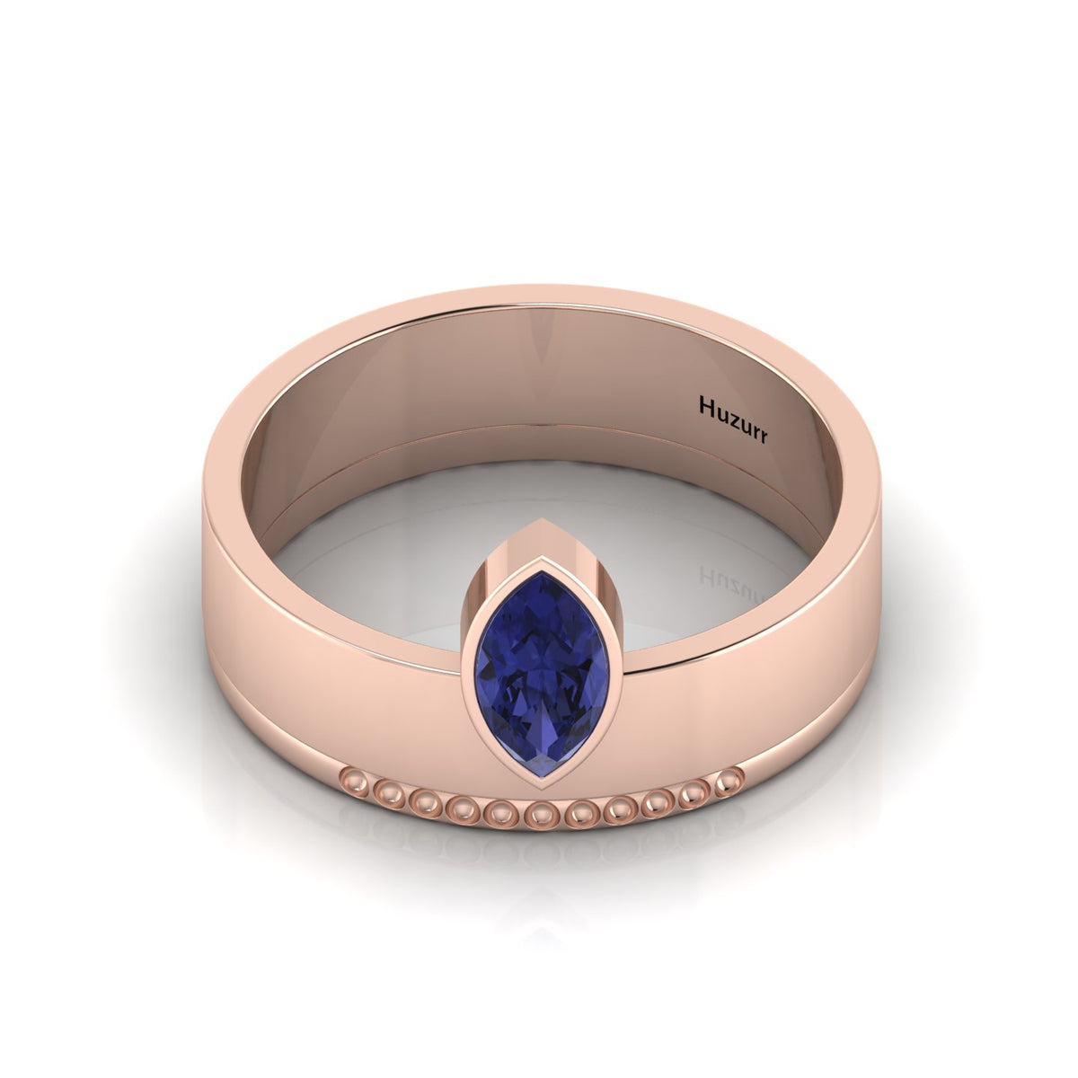 Marquise Tanzanite Solitaire Rose Gold Plated Solid Ring