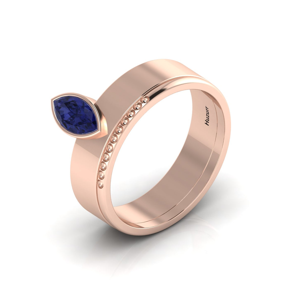 Marquise Tanzanite Solitaire Rose Gold Plated Solid Ring