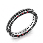 Black Diamond & Garnet Eternity Silver Band Ring