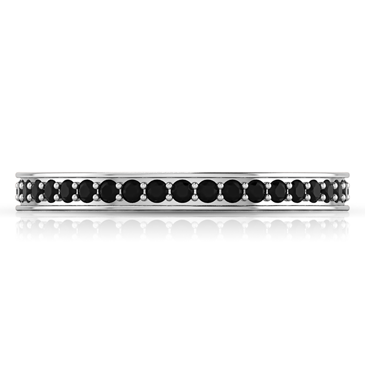 Black Diamond & Garnet Eternity Silver Band Ring